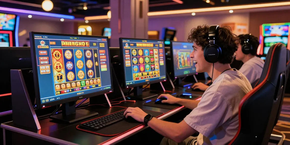 Permainan slot gacor yang menarik di kasino online bersinar dengan lampu neon.