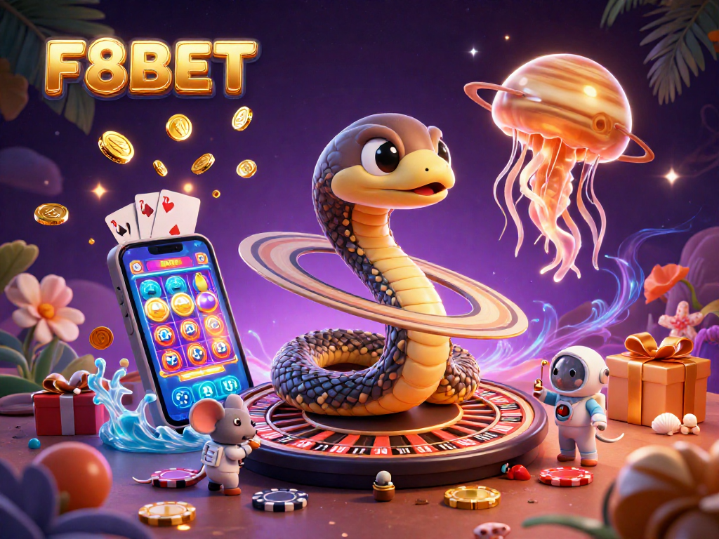 Experience exciting gaming thrills with F8BET's interactive casino elements and vibrant characters.
