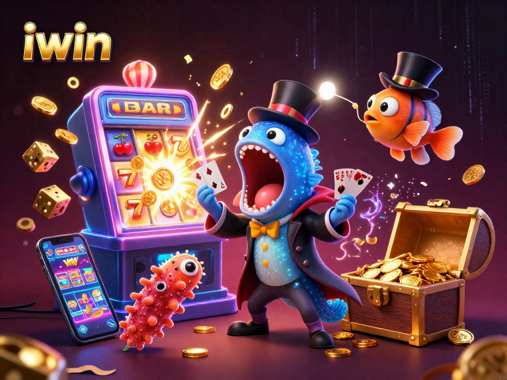 Experience the exciting iwin jackpot with vibrant scenarios of deep-sea creatures performing magic tricks.