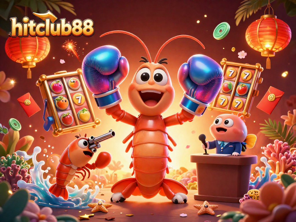 Experience the thrill of winning on hitclub88 with vibrant 3D casino elements featuring dynamic sea creatures.