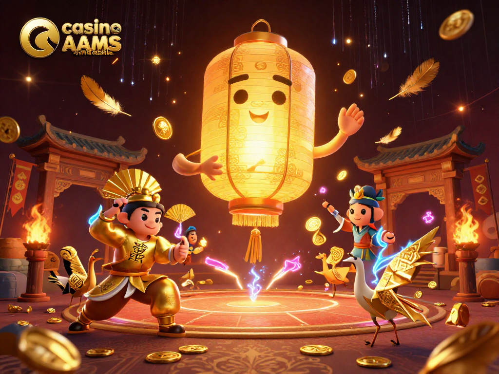 Giocare nel casino non AAMS affidabile con un'illustrazione di spiriti e guerrieri dai fan in un mercato notturno.