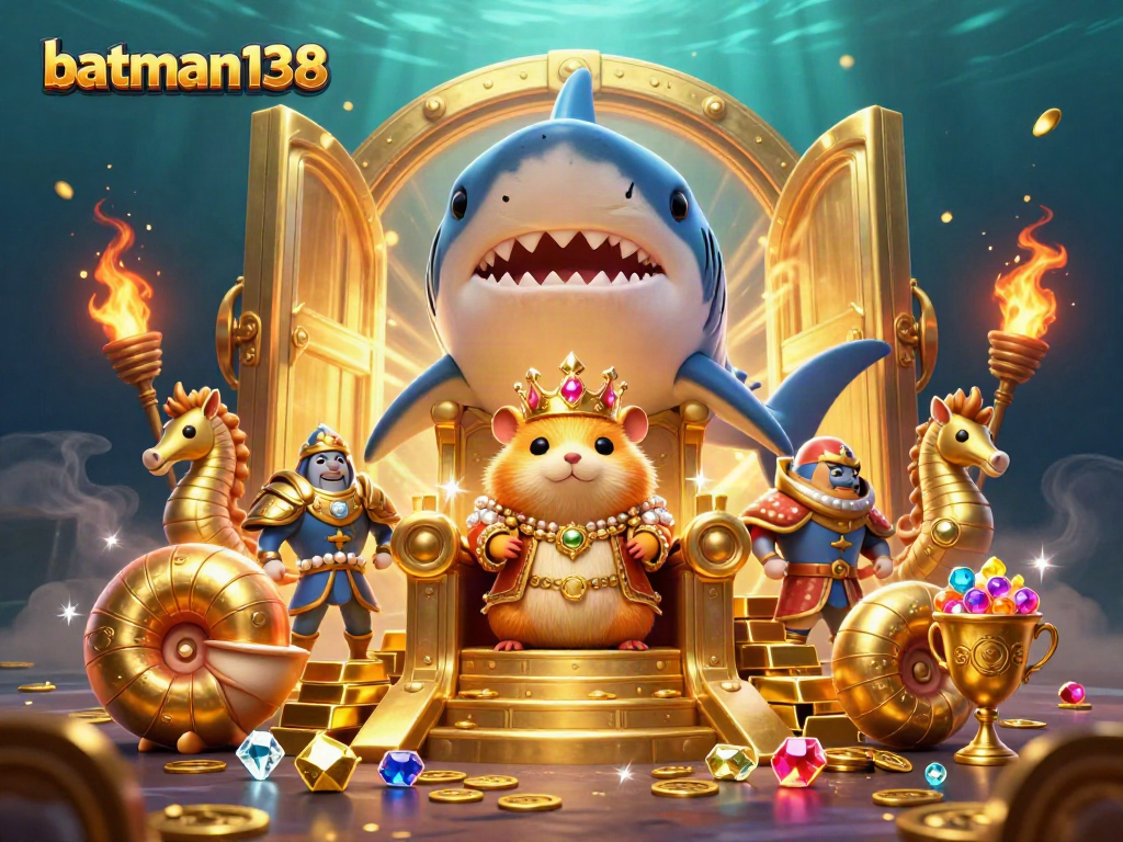 Experience the excitement of batman138 with a golden hamster king ruling a treasure-filled casino realm.