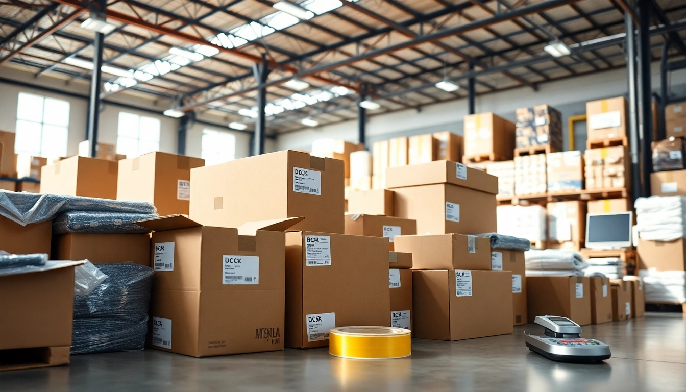 Optimize Amazon FBA Packaging with diverse packing materials in an organized workspace.