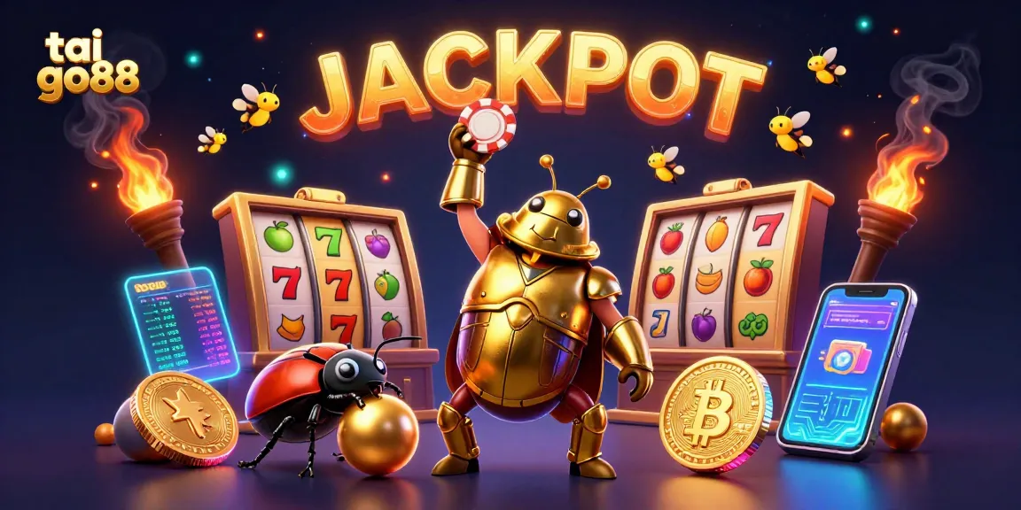 Engage in thrilling gameplay with tai go88: a vibrant 3D illustration featuring a heroic beetle in casino glory.