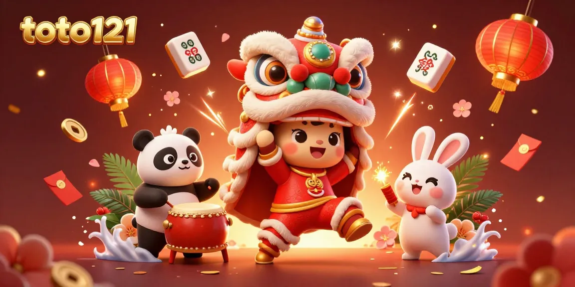 Engage with toto121 through 3D illustration of a festive casino scene, rich in decorations and dynamic game elements.