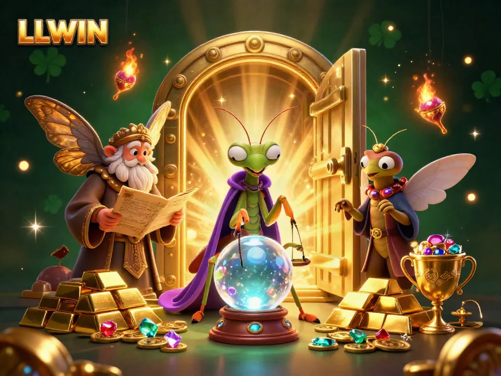 Engage with the enchantingly mystical scene of LLWIN's casino experience featuring fortune tellers, treasures, and gems.