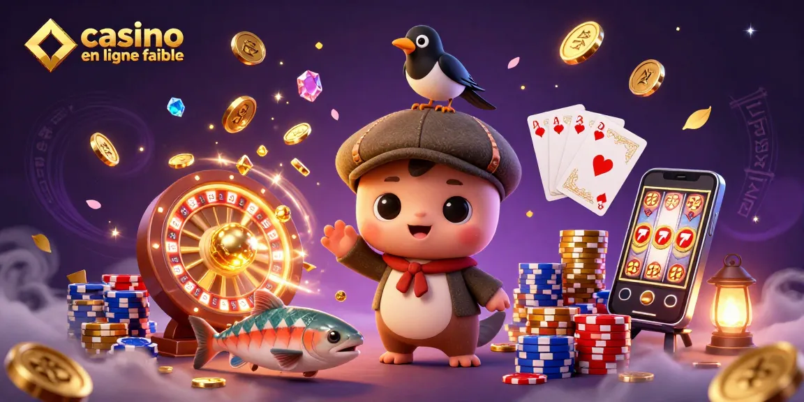 Casino en ligne fiable, illustration 3D captivante avec Nessie et des éléments de jeu scintillants.
