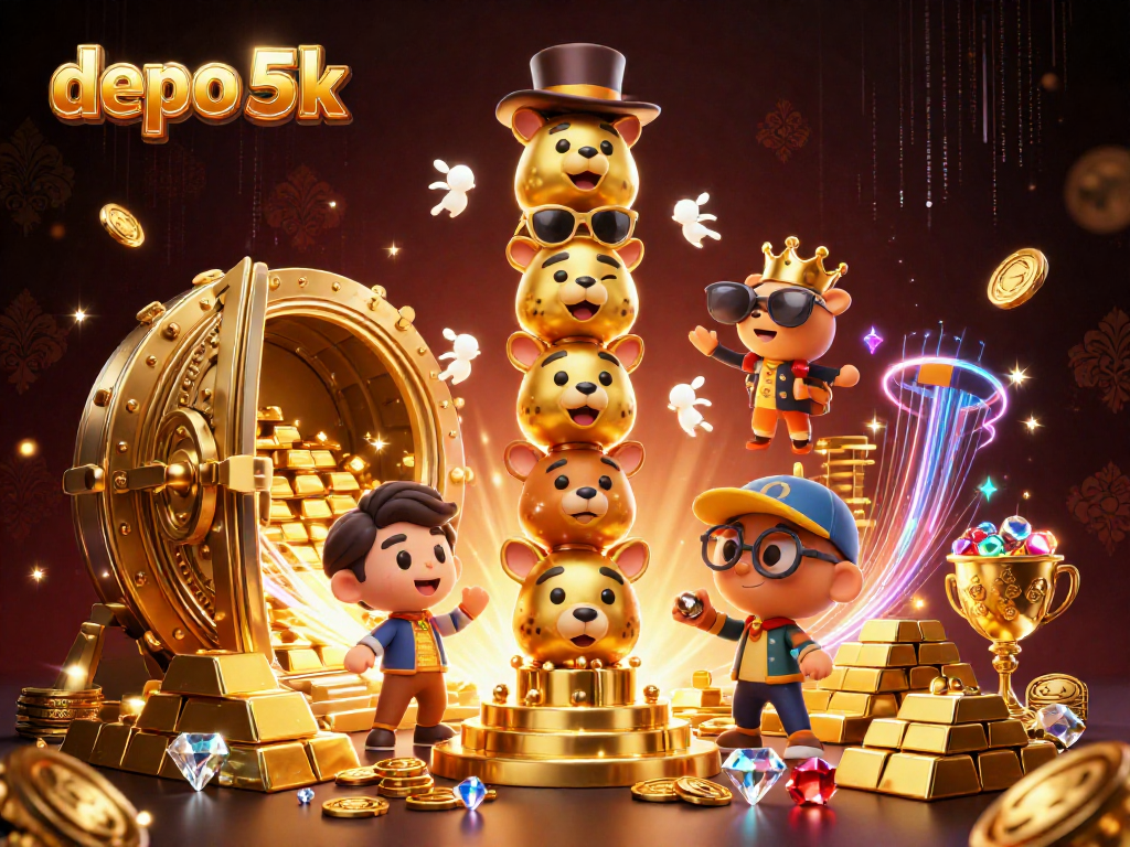 Spin the reels at depo 5k and uncover treasures with vibrant casino-themed illustrations.