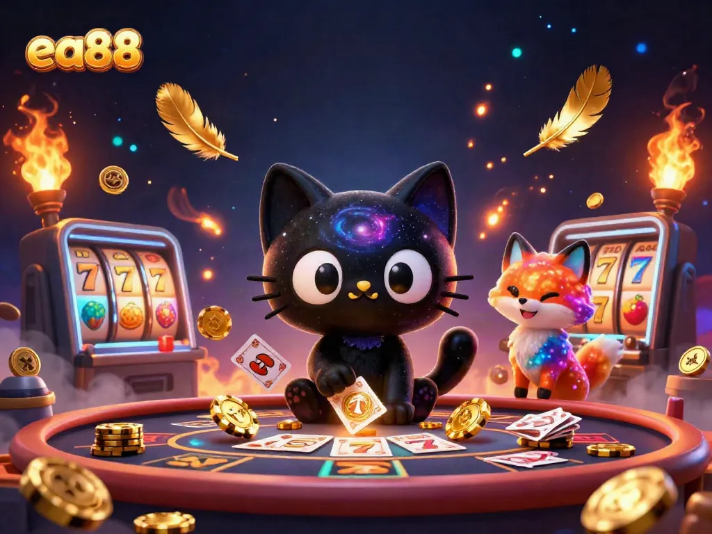 Chơi cùng mèo đen hố vũ trụ tại bàn casino ea88 với chip vàng và cảm giác thắng lớn.