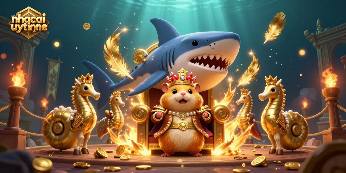 Engage in thrilling gaming at nhacaiuytinne, a vibrant casino scene with a hamster king and dynamic elements.