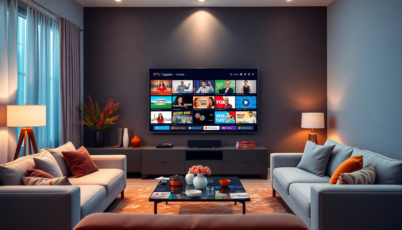 Stream IPTV Canada channels in a cozy living room with a vibrant setup.