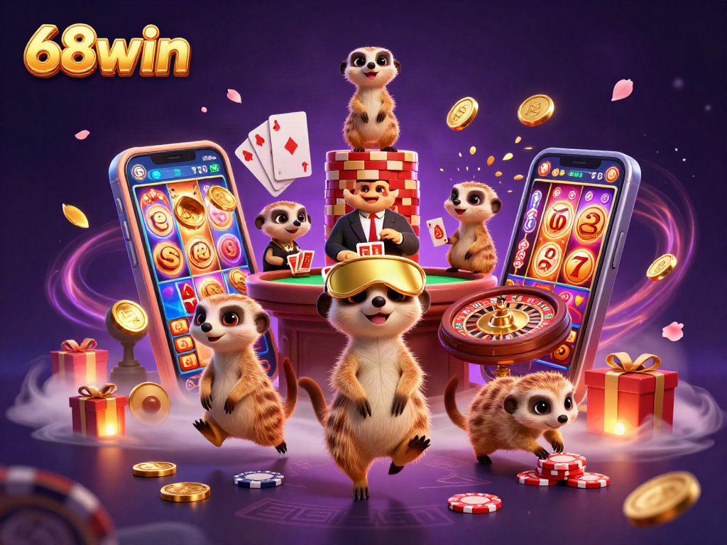Enjoy thrilling moments at 68win as meerkats manage a colorful casino with exciting games!