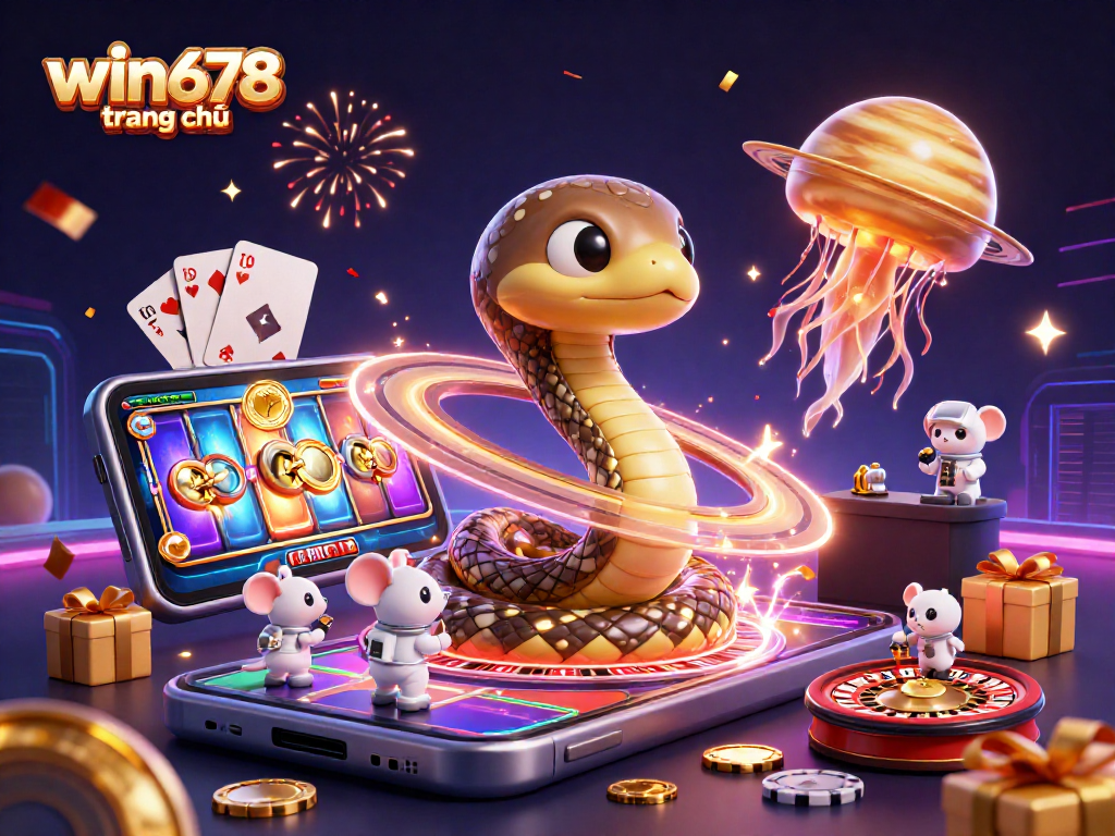 Experience win678 trang chủ with 3D snake roulette and astronaut mice betting on colorful slots.