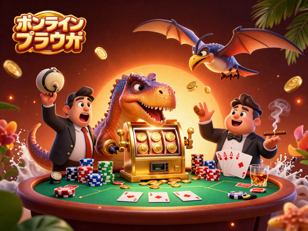タイトなポーカー場面でポーカー オンライン ブラウザを楽しむ恐竜たちの読者を惹きつけるシーン