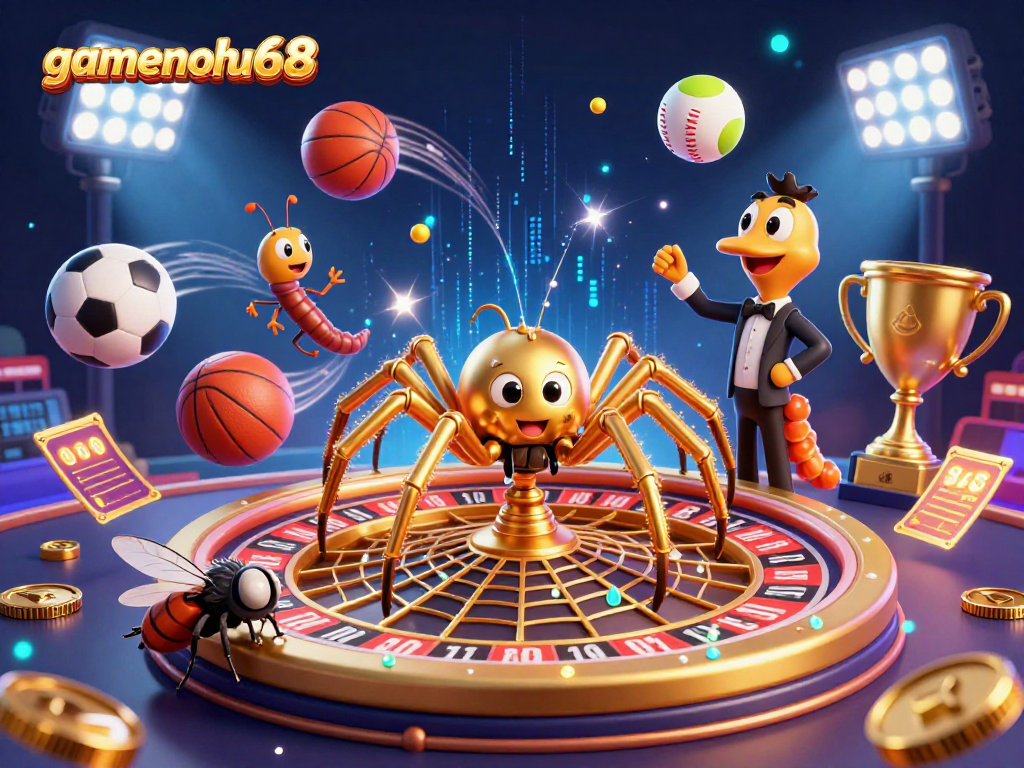 Experience the thrill of betting with gamenohu68 in a vibrant casino scene featuring dynamic sports elements.